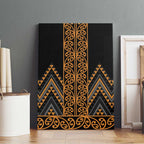 Gold Aotearoa Mangopare Kowhaiwhai and Niho Taniwha Canvas Wall Art Maori New Zealand