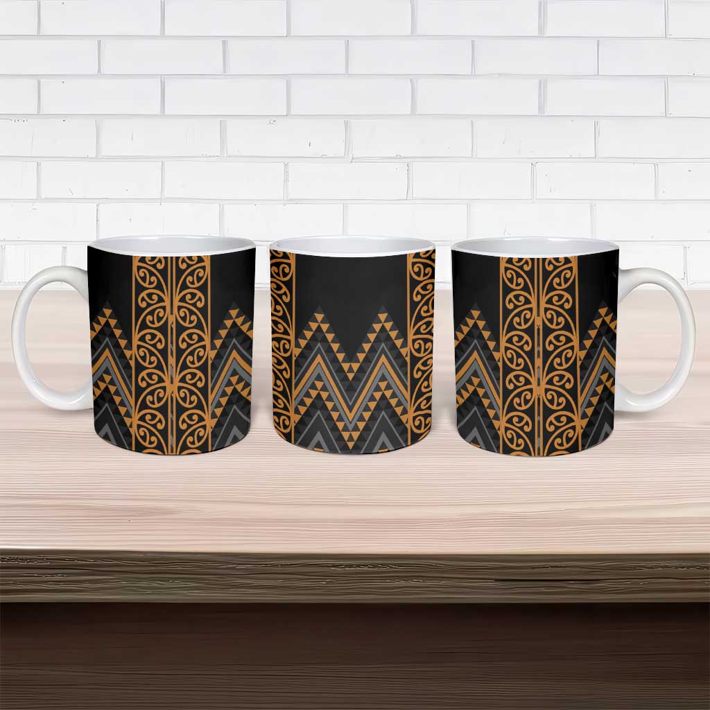 Gold Aotearoa Mangopare Kowhaiwhai Niho Taniwha Ceramic Mug Maori New Zealand - Aussie Hoodie