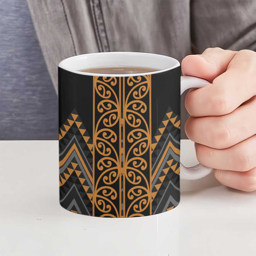 Gold Aotearoa Mangopare Kowhaiwhai Niho Taniwha Ceramic Mug Maori New Zealand - Aussie Hoodie