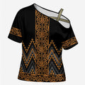 Gold Aotearoa Mangopare Kowhaiwhai Niho Taniwha Cross Shoulder Shirt Maori New Zealand - Aussie Hoodie