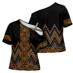 Gold Aotearoa Mangopare Kowhaiwhai Niho Taniwha Cross Shoulder Shirt Maori New Zealand - Aussie Hoodie
