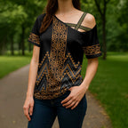 Gold Aotearoa Mangopare Kowhaiwhai Niho Taniwha Cross Shoulder Shirt Maori New Zealand - Aussie Hoodie