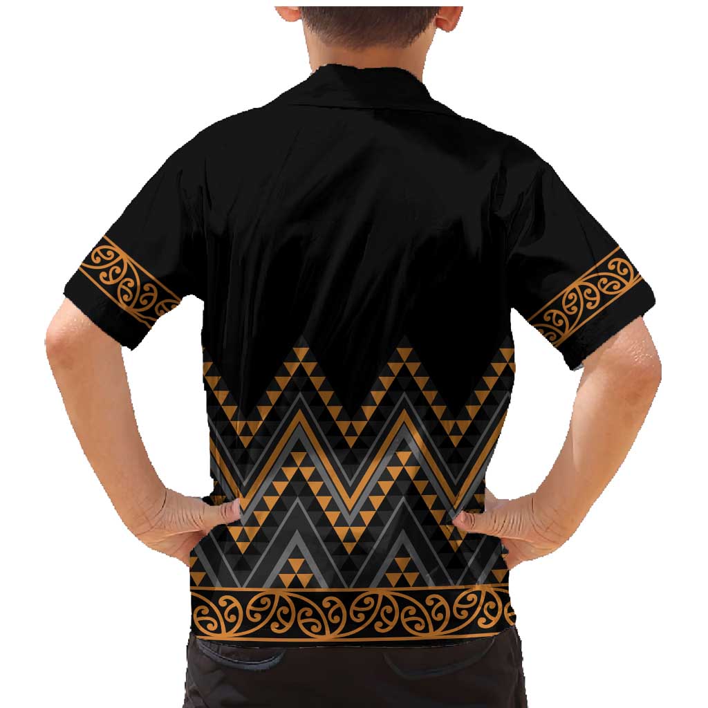 Gold Aotearoa Mangopare Kowhaiwhai and Niho Taniwha Family Matching Mermaid Dress and Hawaiian Shirt Maori New Zealand
