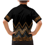Gold Aotearoa Mangopare Kowhaiwhai and Niho Taniwha Family Matching Mermaid Dress and Hawaiian Shirt Maori New Zealand