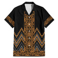 Gold Aotearoa Mangopare Kowhaiwhai and Niho Taniwha Family Matching Mermaid Dress and Hawaiian Shirt Maori New Zealand