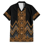 Gold Aotearoa Mangopare Kowhaiwhai and Niho Taniwha Family Matching Mermaid Dress and Hawaiian Shirt Maori New Zealand