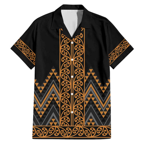 Gold Aotearoa Mangopare Kowhaiwhai and Niho Taniwha Family Matching Mermaid Dress and Hawaiian Shirt Maori New Zealand