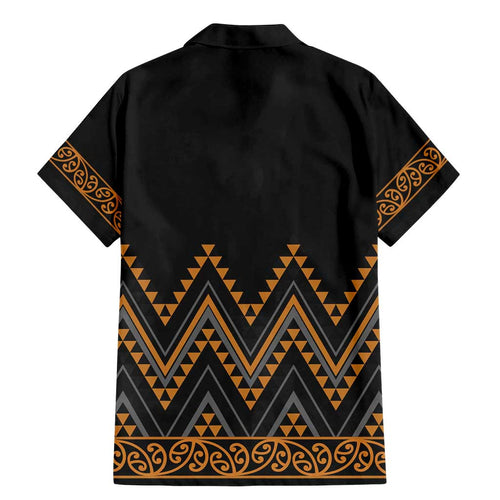 Gold Aotearoa Mangopare Kowhaiwhai and Niho Taniwha Family Matching Mermaid Dress and Hawaiian Shirt Maori New Zealand