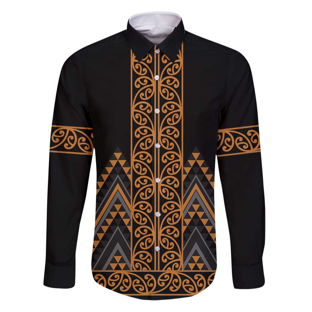 Gold Aotearoa Mangopare Kowhaiwhai and Niho Taniwha Family Matching Puletasi and Hawaiian Shirt Maori New Zealand