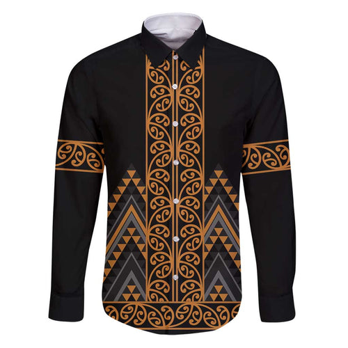 Gold Aotearoa Mangopare Kowhaiwhai and Niho Taniwha Family Matching Puletasi and Hawaiian Shirt Maori New Zealand