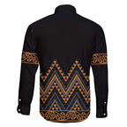 Gold Aotearoa Mangopare Kowhaiwhai and Niho Taniwha Family Matching Puletasi and Hawaiian Shirt Maori New Zealand