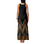 Gold Aotearoa Mangopare Kowhaiwhai and Niho Taniwha Family Matching Tank Maxi Dress and Hawaiian Shirt Maori New Zealand