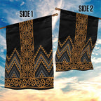 Gold Aotearoa Mangopare Kowhaiwhai and Niho Taniwha Garden Flag Maori New Zealand