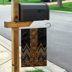 Gold Aotearoa Mangopare Kowhaiwhai and Niho Taniwha Garden Flag Maori New Zealand