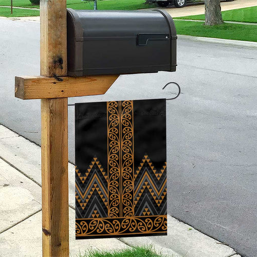 Gold Aotearoa Mangopare Kowhaiwhai and Niho Taniwha Garden Flag Maori New Zealand