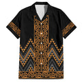 Gold Aotearoa Mangopare Kowhaiwhai and Niho Taniwha Hawaiian Shirt Maori New Zealand