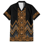 Gold Aotearoa Mangopare Kowhaiwhai and Niho Taniwha Hawaiian Shirt Maori New Zealand