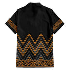 Gold Aotearoa Mangopare Kowhaiwhai and Niho Taniwha Hawaiian Shirt Maori New Zealand