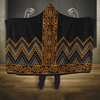 Gold Aotearoa Mangopare Kowhaiwhai and Niho Taniwha Hooded Blanket Maori New Zealand