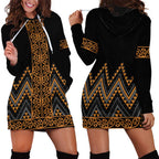 Gold Aotearoa Mangopare Kowhaiwhai and Niho Taniwha Hoodie Dress Maori New Zealand