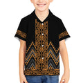 Gold Aotearoa Mangopare Kowhaiwhai and Niho Taniwha Kid Hawaiian Shirt Maori New Zealand