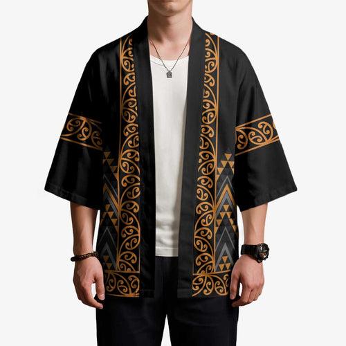 Gold Aotearoa Mangopare Kowhaiwhai Niho Taniwha Kimono Maori New Zealand - Aussie Hoodie