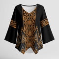 Gold Aotearoa Mangopare Kowhaiwhai Niho Taniwha Kimono Sleeve Blouse Maori New Zealand - Aussie Hoodie