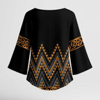 Gold Aotearoa Mangopare Kowhaiwhai Niho Taniwha Kimono Sleeve Blouse Maori New Zealand - Aussie Hoodie