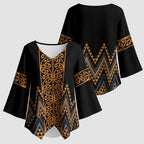 Gold Aotearoa Mangopare Kowhaiwhai Niho Taniwha Kimono Sleeve Blouse Maori New Zealand - Aussie Hoodie