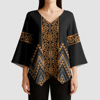 Gold Aotearoa Mangopare Kowhaiwhai Niho Taniwha Kimono Sleeve Blouse Maori New Zealand - Aussie Hoodie