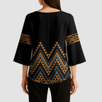 Gold Aotearoa Mangopare Kowhaiwhai Niho Taniwha Kimono Sleeve Blouse Maori New Zealand - Aussie Hoodie