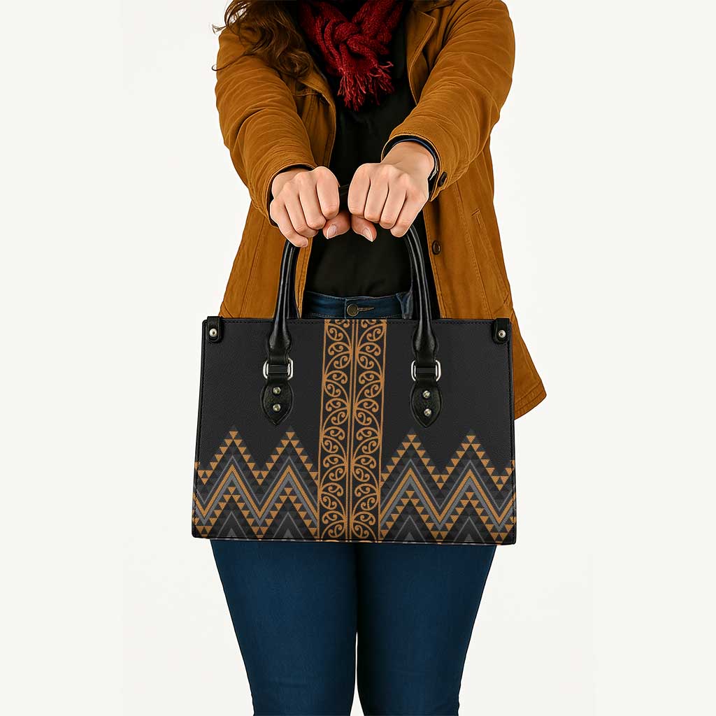 Gold Aotearoa Mangopare Kowhaiwhai Niho Taniwha Leather Bag Maori New Zealand - Aussie Hoodie