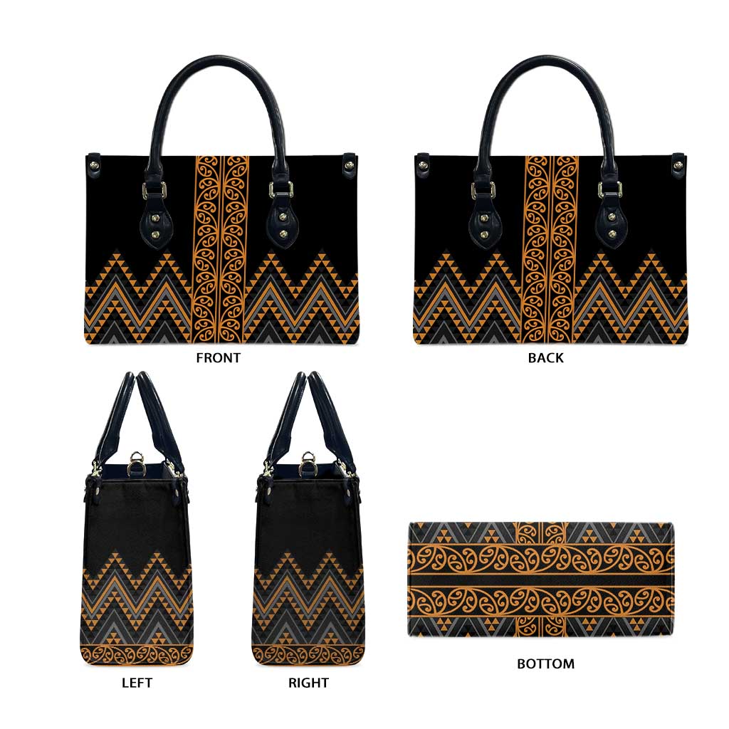 Gold Aotearoa Mangopare Kowhaiwhai Niho Taniwha Leather Bag Maori New Zealand - Aussie Hoodie