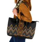 Gold Aotearoa Mangopare Kowhaiwhai and Niho Taniwha Leather Tote Bag Maori New Zealand