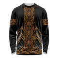 Gold Aotearoa Mangopare Kowhaiwhai and Niho Taniwha Long Sleeve Shirt Maori New Zealand