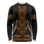 Gold Aotearoa Mangopare Kowhaiwhai and Niho Taniwha Long Sleeve Shirt Maori New Zealand