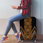 Gold Aotearoa Mangopare Kowhaiwhai and Niho Taniwha Luggage Cover Maori New Zealand