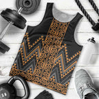 Gold Aotearoa Mangopare Kowhaiwhai and Niho Taniwha Men Tank Top Maori New Zealand