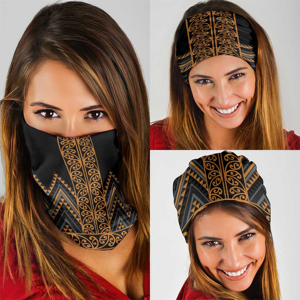 Gold Aotearoa Mangopare Kowhaiwhai Niho Taniwha Neck Gaiter Maori New Zealand - Aussie Hoodie