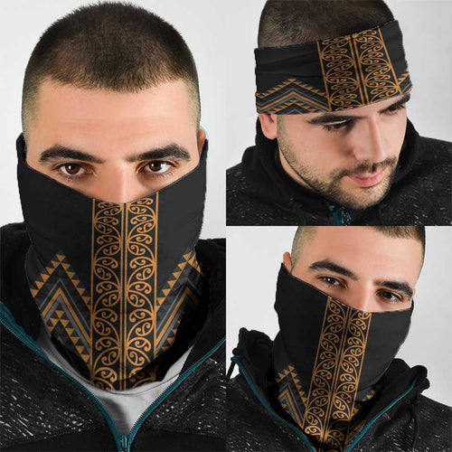 Gold Aotearoa Mangopare Kowhaiwhai Niho Taniwha Neck Gaiter Maori New Zealand - Aussie Hoodie