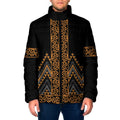 Gold Aotearoa Mangopare Kowhaiwhai Niho Taniwha Padded Jacket Maori New Zealand - Aussie Hoodie
