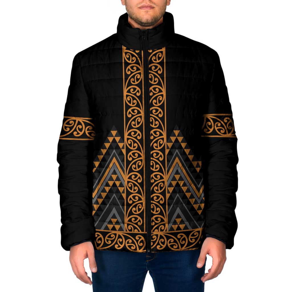 Gold Aotearoa Mangopare Kowhaiwhai Niho Taniwha Padded Jacket Maori New Zealand - Aussie Hoodie