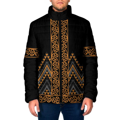 Gold Aotearoa Mangopare Kowhaiwhai Niho Taniwha Padded Jacket Maori New Zealand - Aussie Hoodie