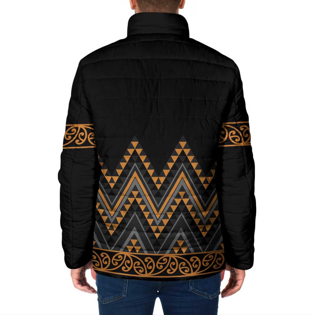 Gold Aotearoa Mangopare Kowhaiwhai Niho Taniwha Padded Jacket Maori New Zealand - Aussie Hoodie