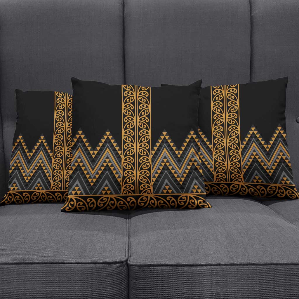 Gold Aotearoa Mangopare Kowhaiwhai Niho Taniwha Pillow Cover Maori New Zealand - Aussie Hoodie