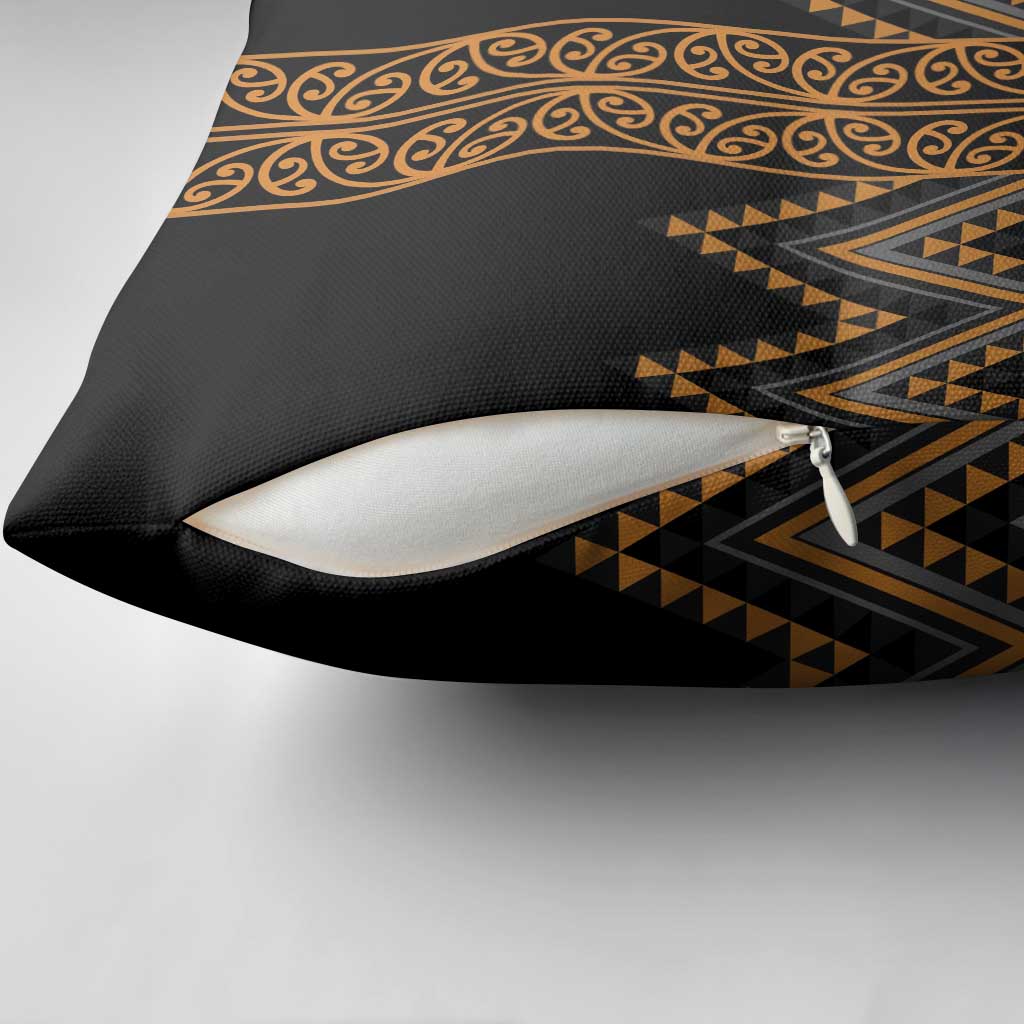 Gold Aotearoa Mangopare Kowhaiwhai Niho Taniwha Pillow Cover Maori New Zealand - Aussie Hoodie