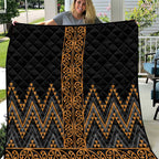 Gold Aotearoa Mangopare Kowhaiwhai and Niho Taniwha Quilt Maori New Zealand