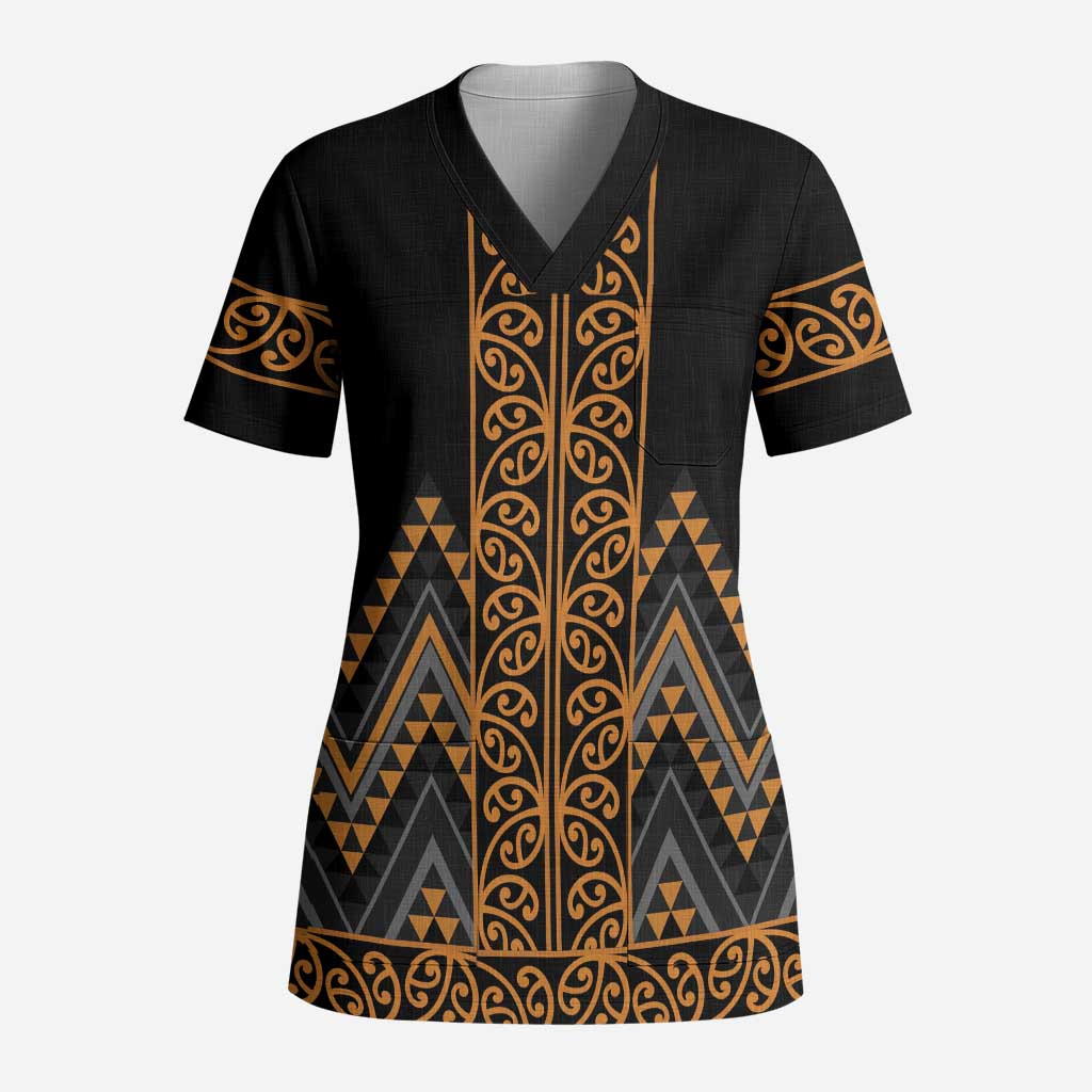 Gold Aotearoa Mangopare Kowhaiwhai and Niho Taniwha Scrub Top Maori New Zealand - Aussie Hoodie