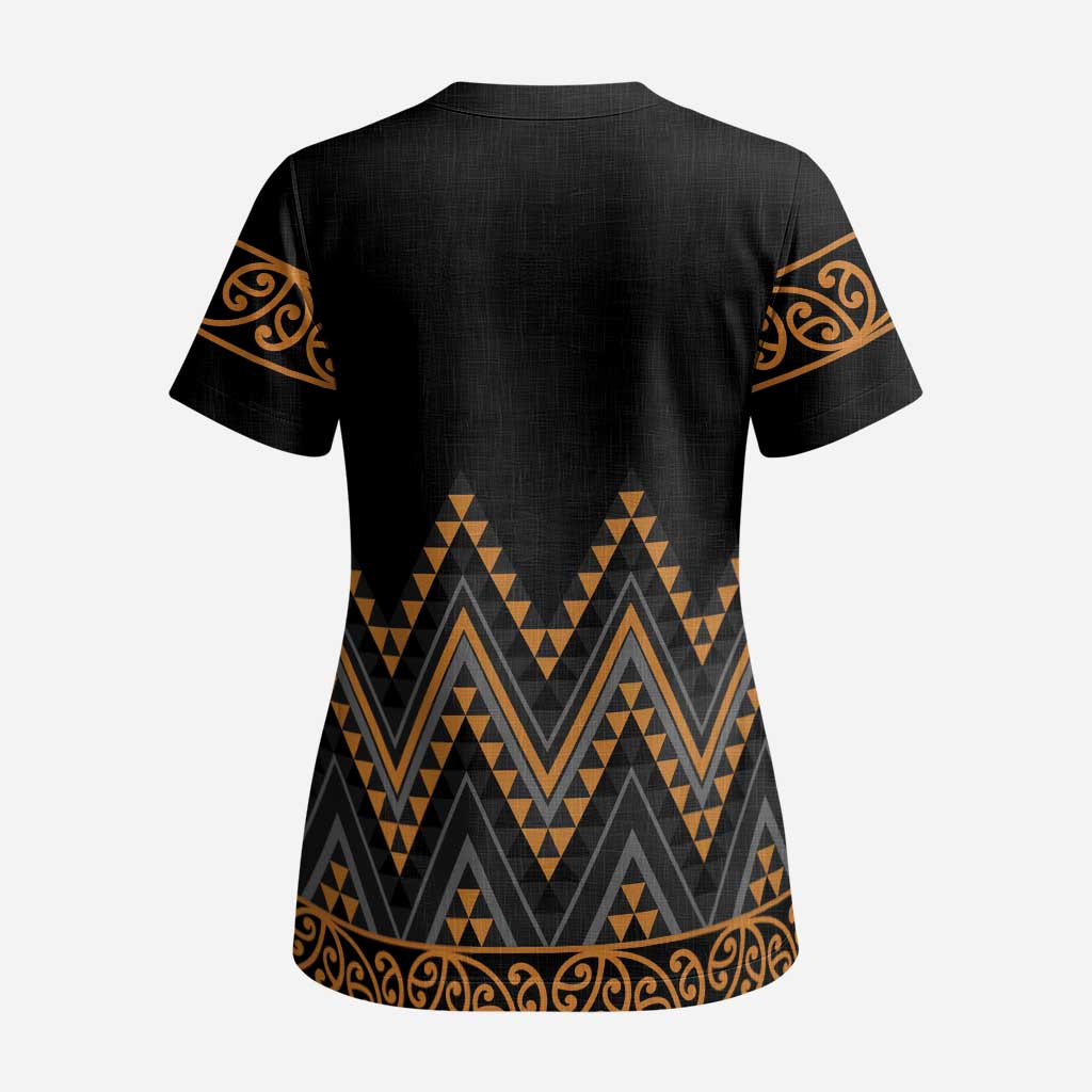 Gold Aotearoa Mangopare Kowhaiwhai and Niho Taniwha Scrub Top Maori New Zealand - Aussie Hoodie