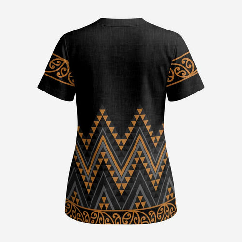 Gold Aotearoa Mangopare Kowhaiwhai and Niho Taniwha Scrub Top Maori New Zealand - Aussie Hoodie